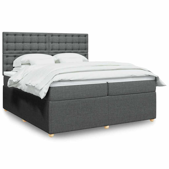 Pat box spring cu saltea, gri închis, 200x200 cm, textil - WALTI WALTI