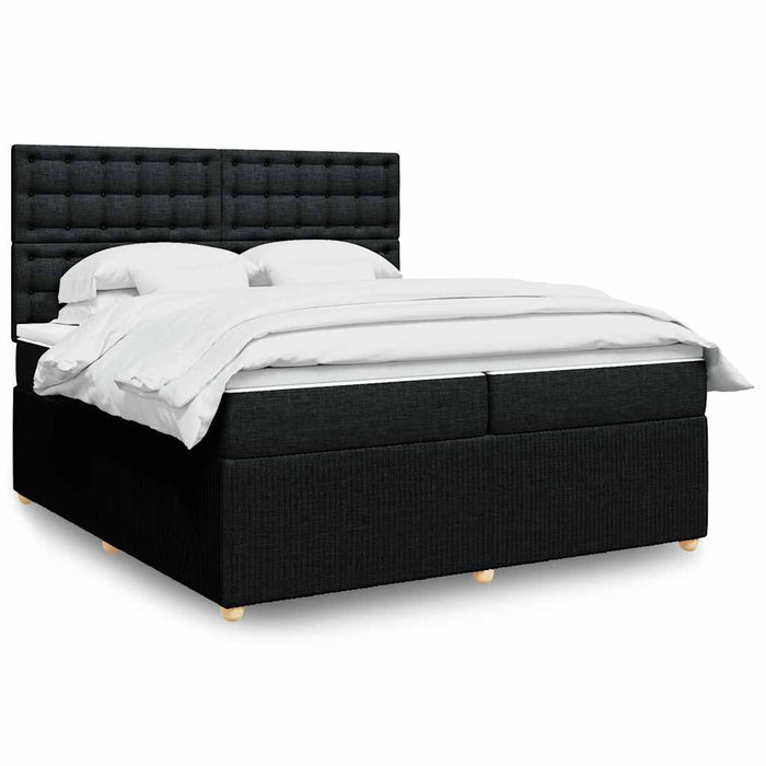 Pat box spring cu saltea, negru, 200x200 cm, textil - WALTI WALTI