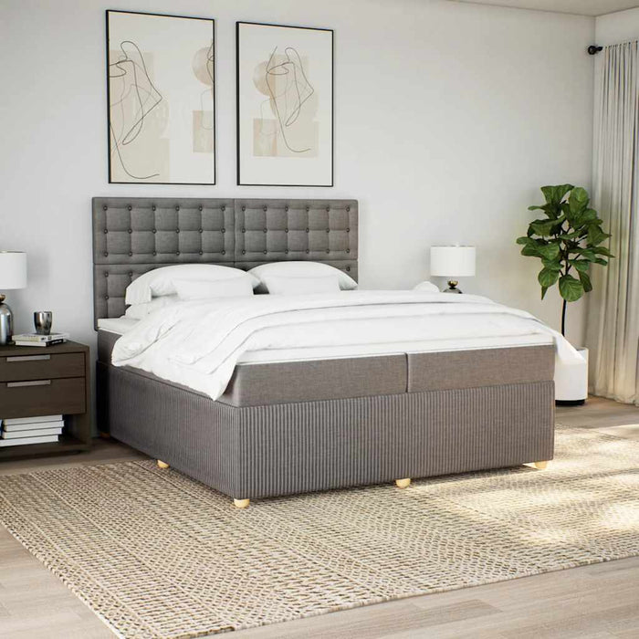Pat box spring cu saltea, gri taupe, 200x200 cm, textil - WALTI WALTI