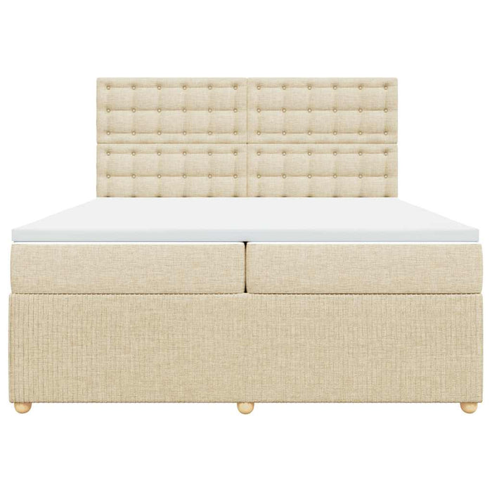 Pat box spring cu saltea, crem, 200x200 cm, textil - WALTI WALTI