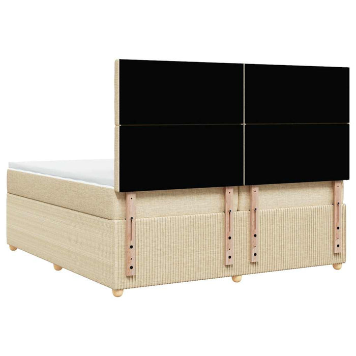 Pat box spring cu saltea, crem, 200x200 cm, textil - WALTI WALTI
