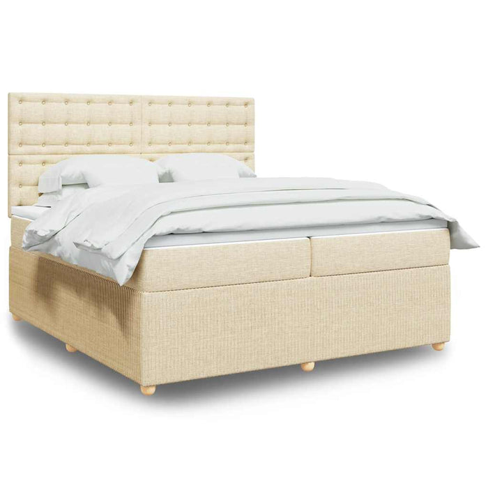 Pat box spring cu saltea, crem, 200x200 cm, textil - WALTI WALTI