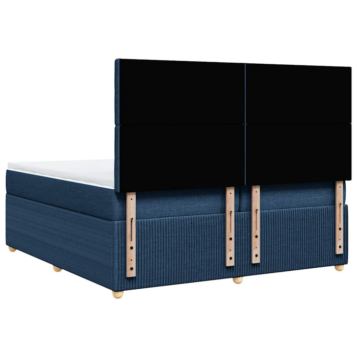 Pat box spring cu saltea, albastru, 200x200 cm, textil - WALTI WALTI