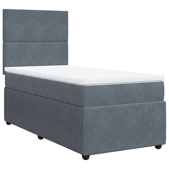 Pat box spring cu saltea, gri închis, 80x200 cm, catifea - WALTI WALTI