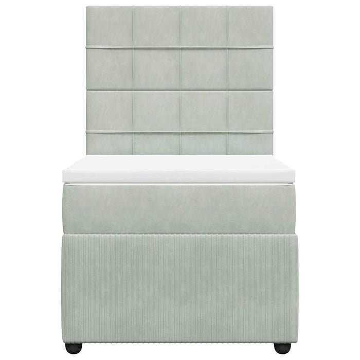 Pat continental cu saltea, gri deschis, 80x200 cm, catifea - WALTI WALTI
