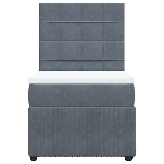 Pat box spring cu saltea, gri închis, 80x200 cm, catifea - WALTI WALTI