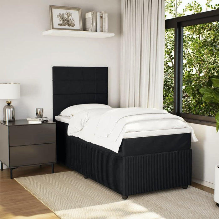 Pat box spring cu saltea, negru, 80x200 cm, catifea - WALTI WALTI