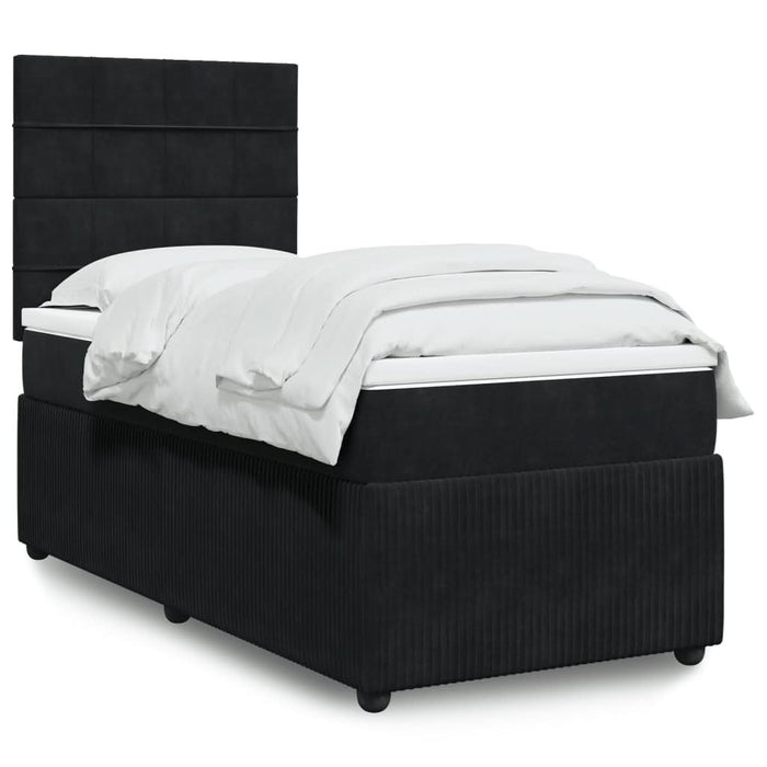 Pat box spring cu saltea, negru, 80x200 cm, catifea - WALTI WALTI