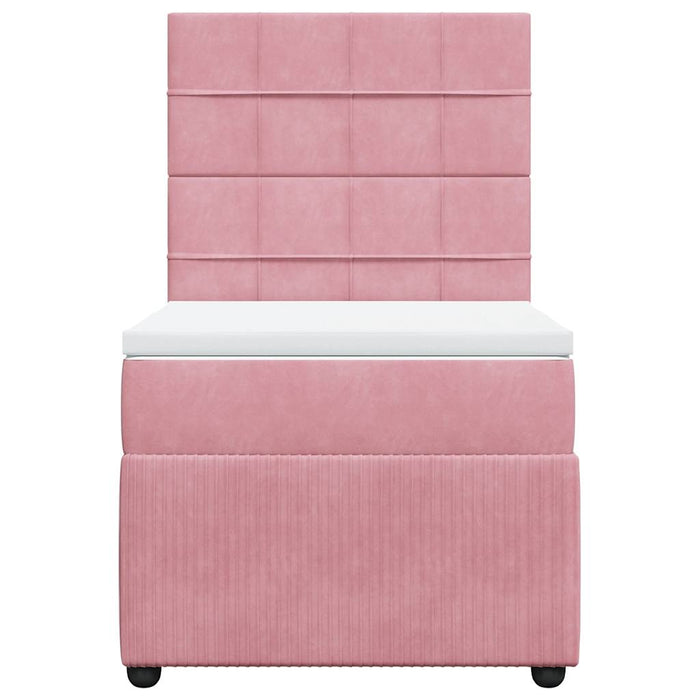 Pat box spring cu saltea, roz, 80x200 cm, catifea - WALTI WALTI