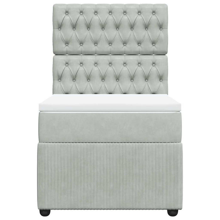 Pat continental cu saltea, gri deschis, 80x200 cm, catifea WALTI