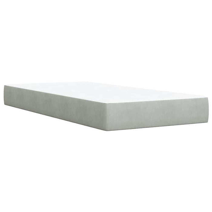 Pat continental cu saltea, gri deschis, 80x200 cm, catifea WALTI