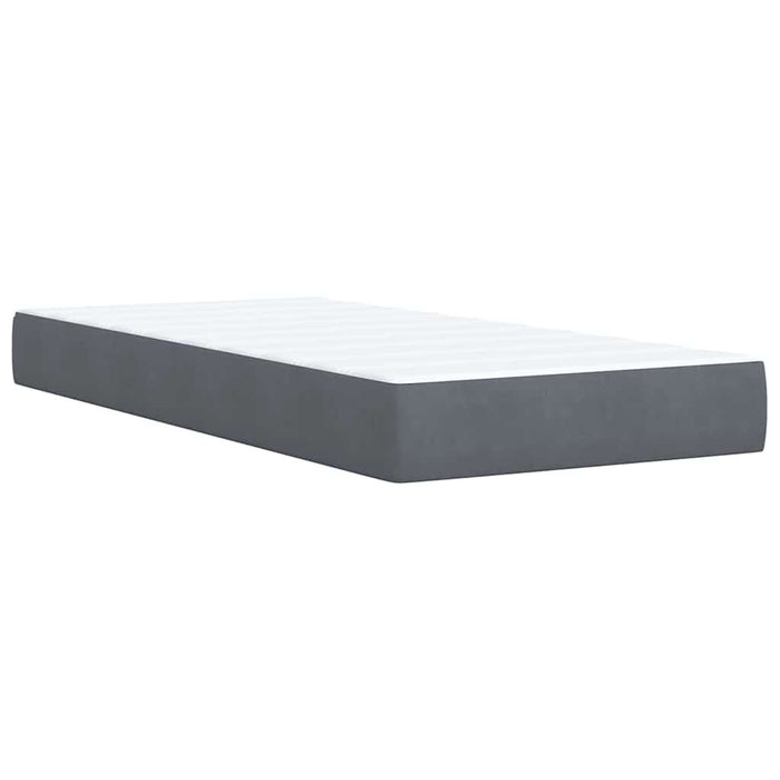 Pat box spring cu saltea, gri închis, 80x200 cm, catifea WALTI