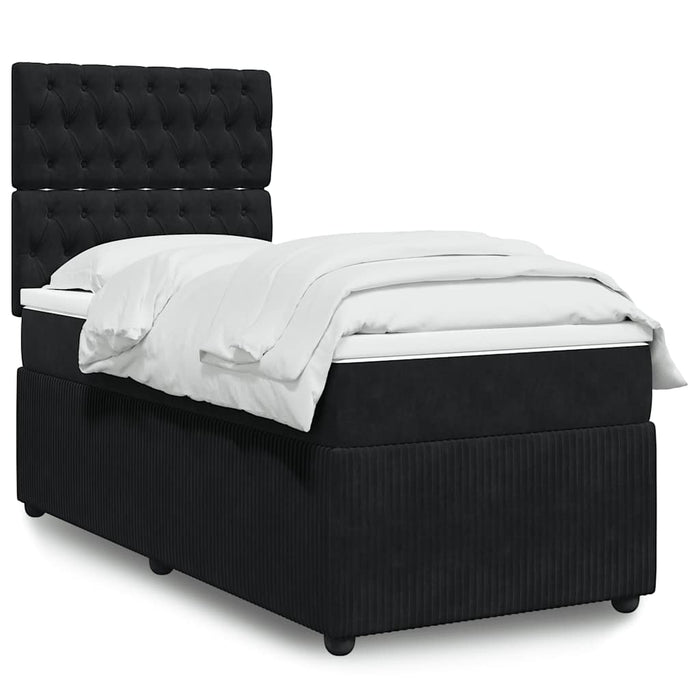 Pat box spring cu saltea, negru, 80x200 cm, catifea - WALTI WALTI