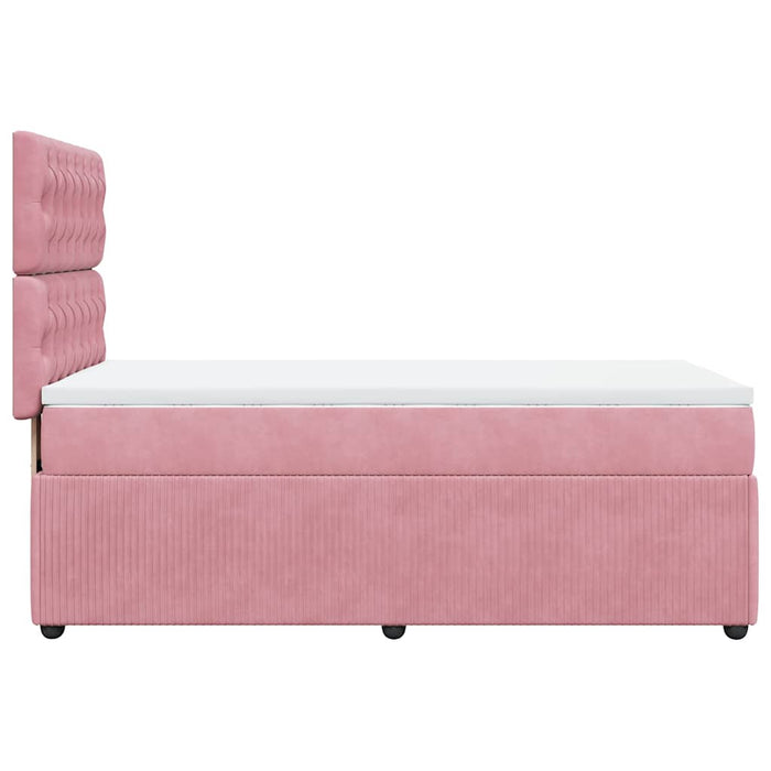 Pat box spring cu saltea, roz, 80x200 cm, catifea - WALTI WALTI