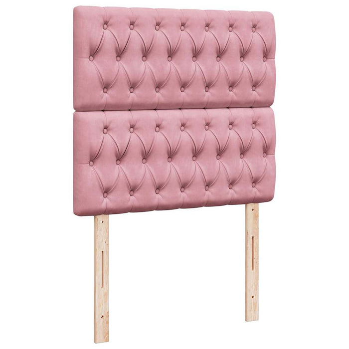 Pat box spring cu saltea, roz, 80x200 cm, catifea - WALTI WALTI