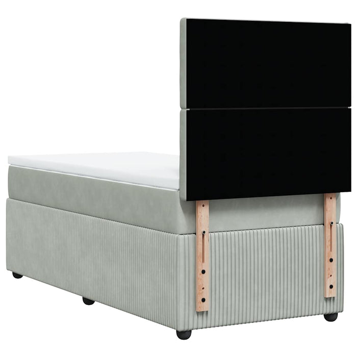 Pat continental cu saltea, gri deschis, 80x200 cm, catifea WALTI