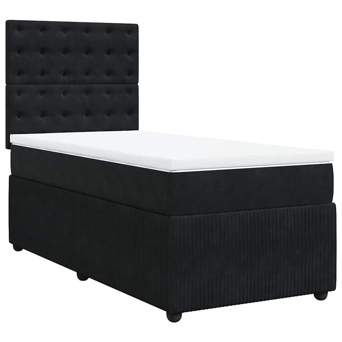 Pat box spring cu saltea, negru, 80x200 cm, catifea - WALTI WALTI