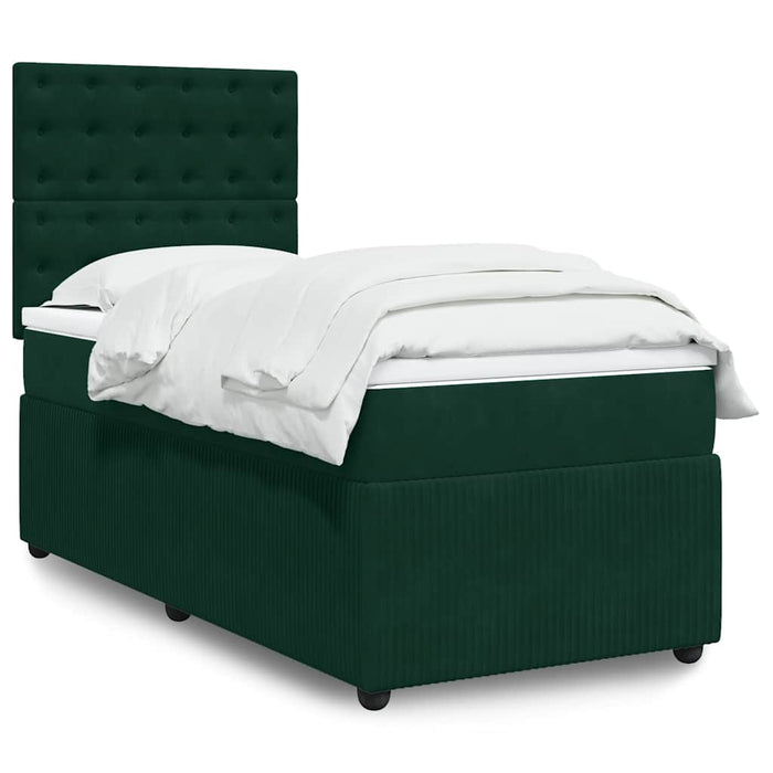 Pat continental cu saltea, verde închis, 80x200 cm, catifea - WALTI WALTI