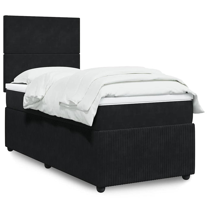 Pat box spring cu saltea, negru, 90x190 cm, catifea - WALTI WALTI