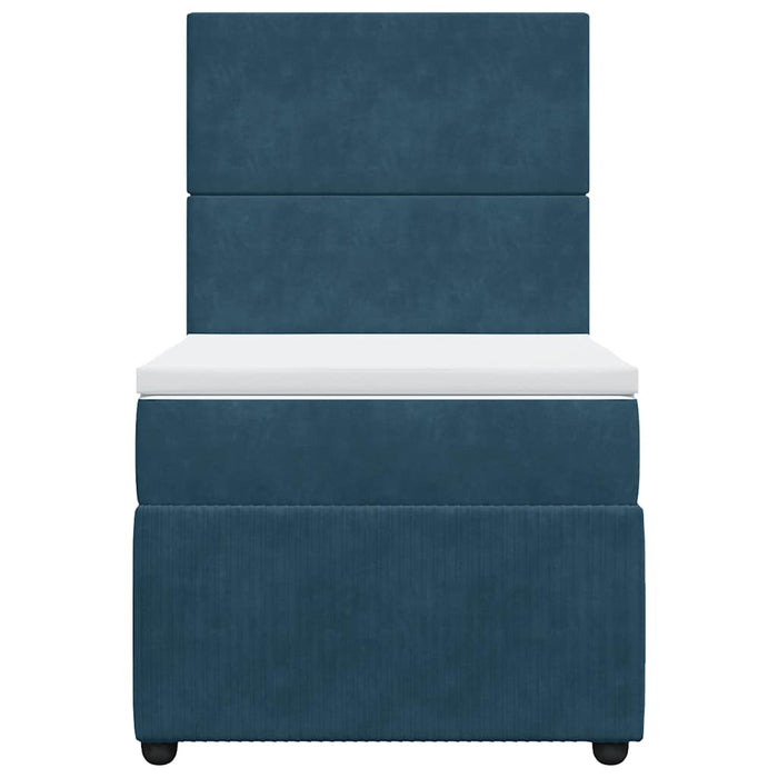 Pat box spring cu saltea, albastru închis, 90x190 cm, catifea - WALTI WALTI
