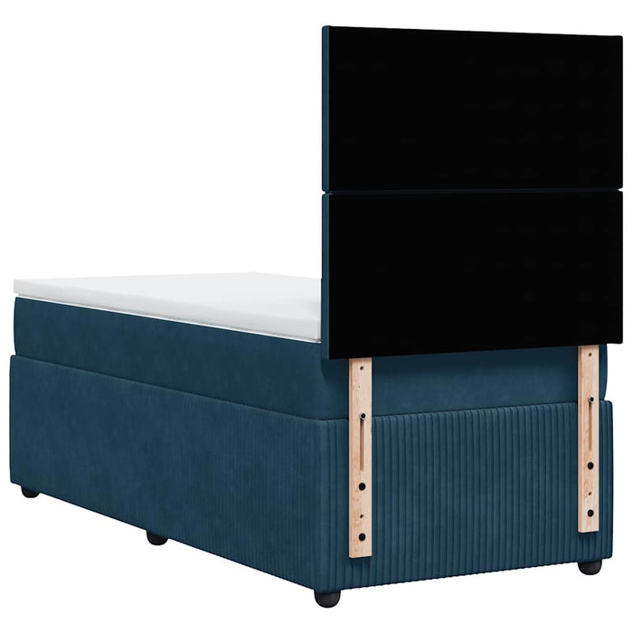 Pat box spring cu saltea, albastru închis, 90x190 cm, catifea - WALTI WALTI