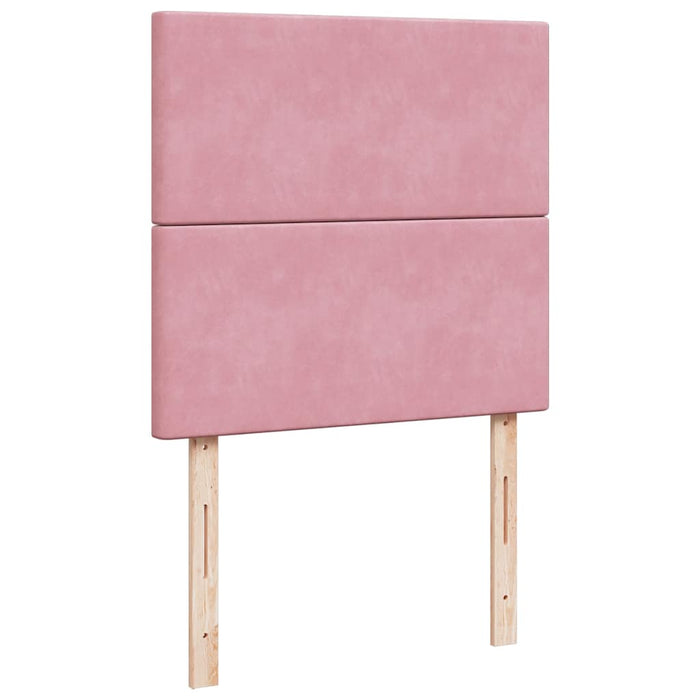 Pat box spring cu saltea, roz, 90x190 cm, catifea WALTI