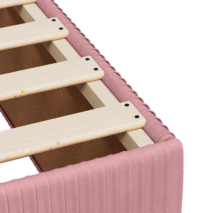Pat box spring cu saltea, roz, 90x190 cm, catifea WALTI