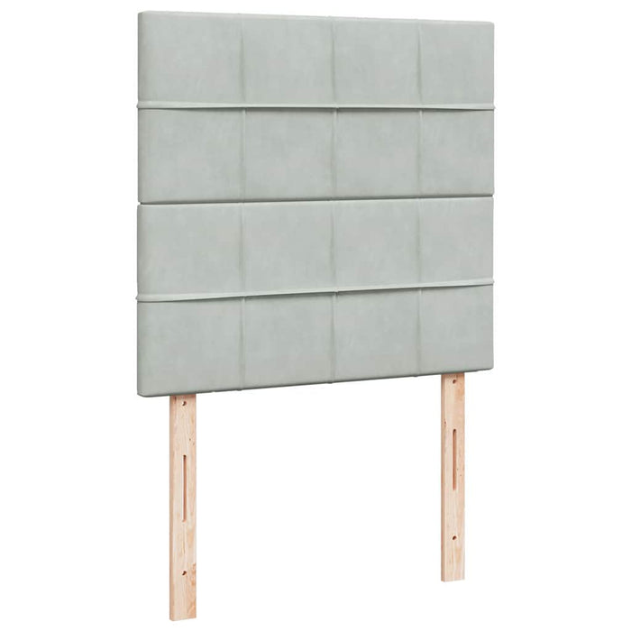 Pat box spring cu saltea, gri deschis, 90x190 cm, catifea - WALTI WALTI
