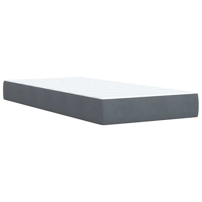 Pat box spring cu saltea, gri închis, 90x190 cm, catifea WALTI