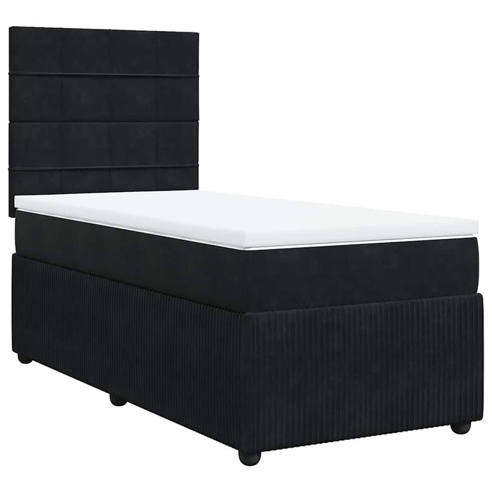 Pat box spring cu saltea, negru, 90x190 cm, catifea - WALTI WALTI