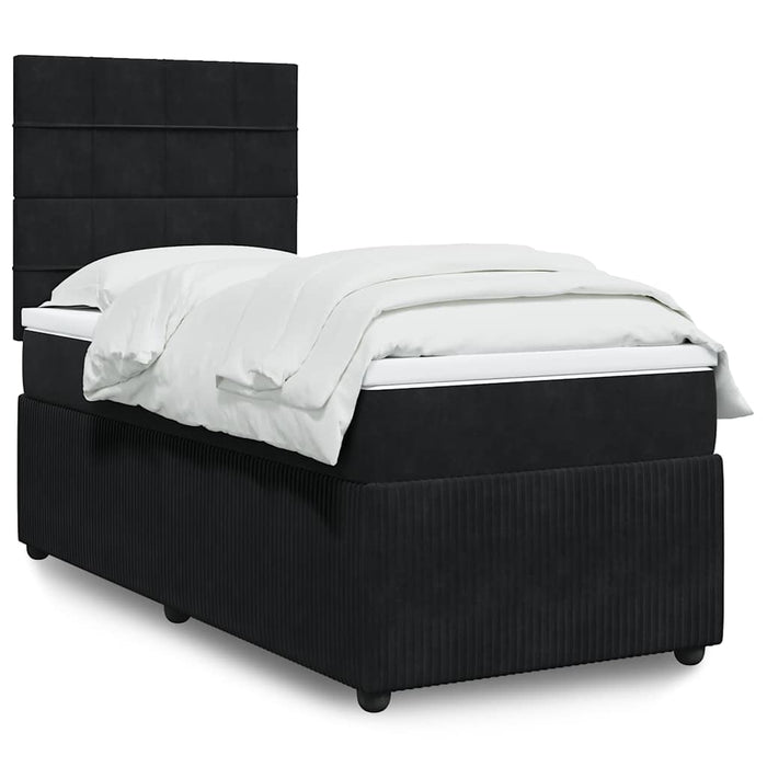 Pat box spring cu saltea, negru, 90x190 cm, catifea - WALTI WALTI