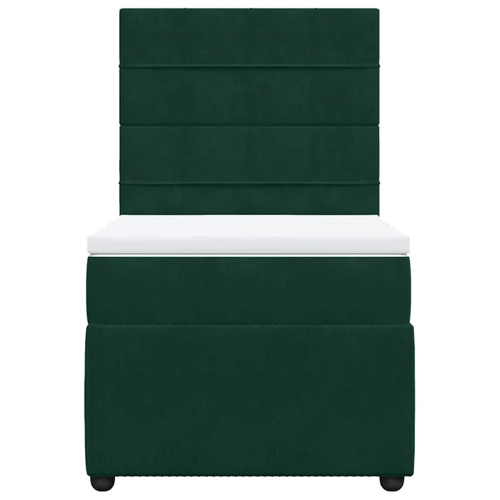 Pat box spring cu saltea, verde închis, 90x190 cm, catifea - WALTI WALTI