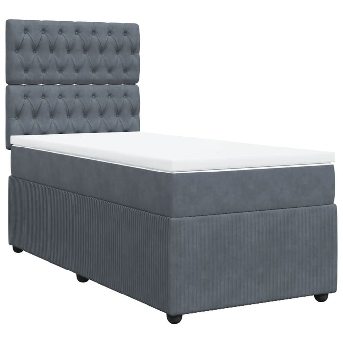 Pat box spring cu saltea, gri închis, 90x190 cm, catifea - WALTI WALTI