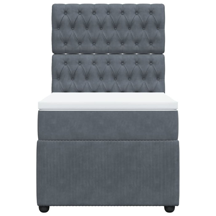 Pat box spring cu saltea, gri închis, 90x190 cm, catifea - WALTI WALTI