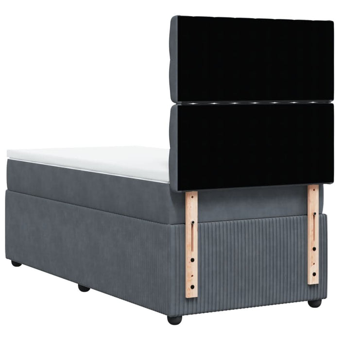 Pat box spring cu saltea, gri închis, 90x190 cm, catifea - WALTI WALTI
