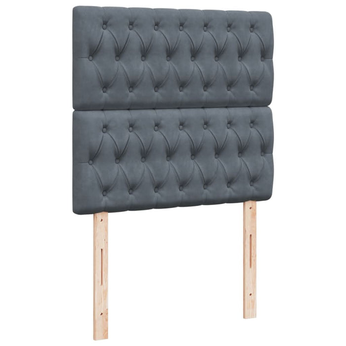 Pat box spring cu saltea, gri închis, 90x190 cm, catifea - WALTI WALTI