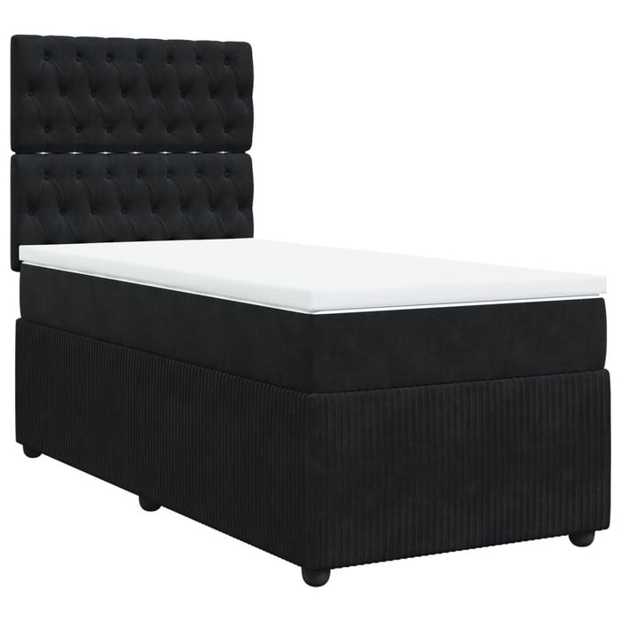 Pat box spring cu saltea, negru, 90x190 cm, catifea - WALTI WALTI