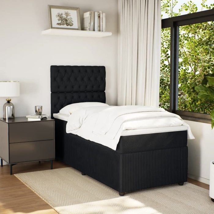 Pat box spring cu saltea, negru, 90x190 cm, catifea - WALTI WALTI