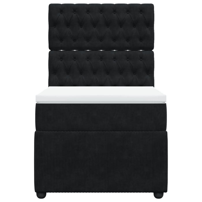 Pat box spring cu saltea, negru, 90x190 cm, catifea - WALTI WALTI