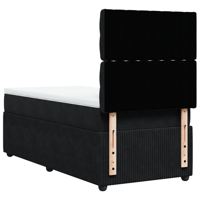 Pat box spring cu saltea, negru, 90x190 cm, catifea - WALTI WALTI