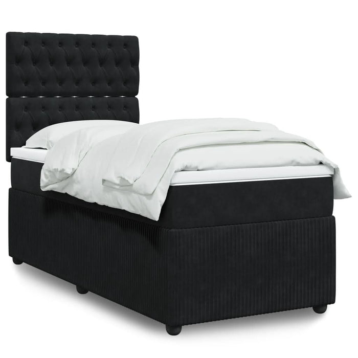 Pat box spring cu saltea, negru, 90x190 cm, catifea - WALTI WALTI