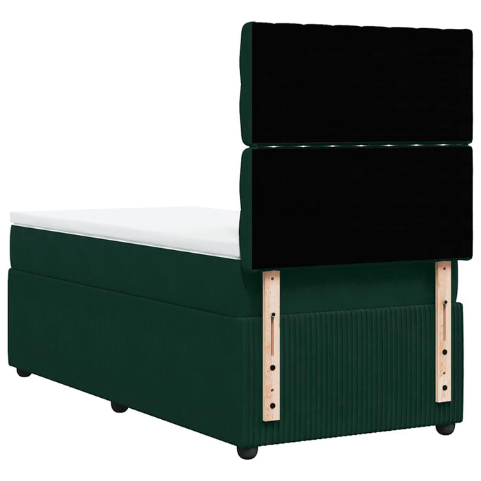 Pat box spring cu saltea, verde închis, 90x190 cm, catifea - WALTI WALTI