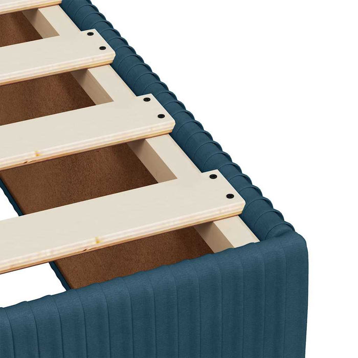 Pat box spring cu saltea, albastru închis, 90x190 cm, catifea WALTI