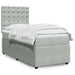 Pat box spring cu saltea, gri deschis, 90x190 cm, catifea - WALTI WALTI