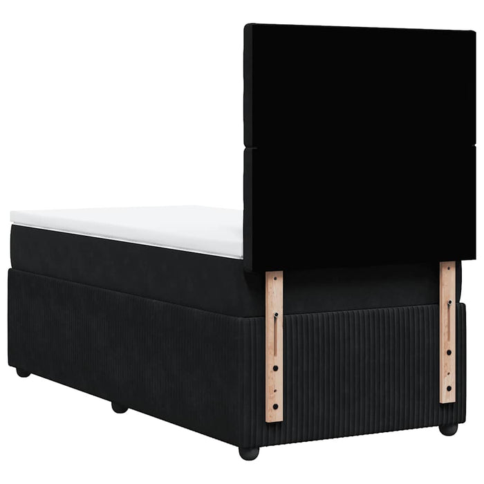 Pat box spring cu saltea, negru, 90x190 cm, catifea - WALTI WALTI