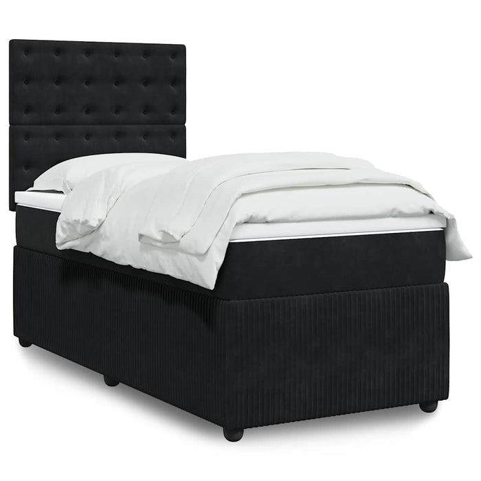 Pat box spring cu saltea, negru, 90x190 cm, catifea - WALTI WALTI