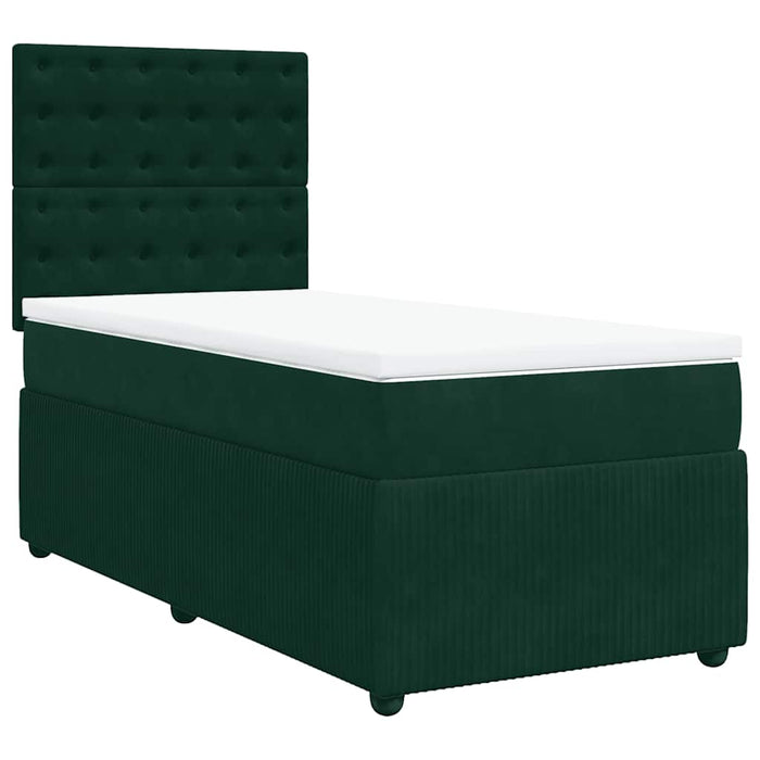 Pat box spring cu saltea, verde închis, 90x190 cm, catifea - WALTI WALTI