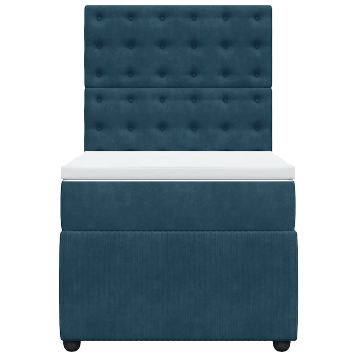 Pat box spring cu saltea, albastru închis, 90x190 cm, catifea - WALTI WALTI