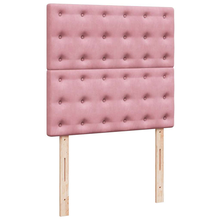 Pat box spring cu saltea, roz, 90x190 cm, catifea WALTI