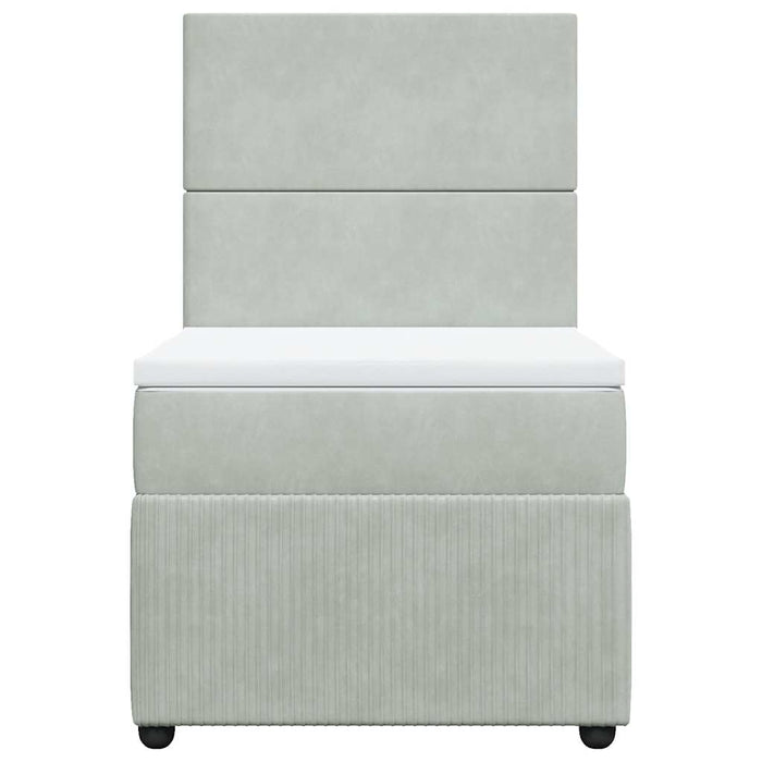 Pat box spring cu saltea, gri deschis, 90x200 cm, catifea - WALTI WALTI